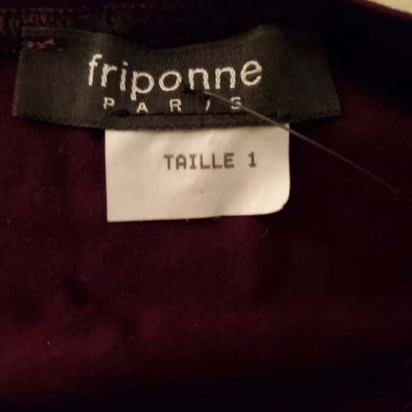 Friponne Paris Vintage Plum Purple Stretchy Ruched Side Long Sleeve Top XS/S - Picture 5 of 6
